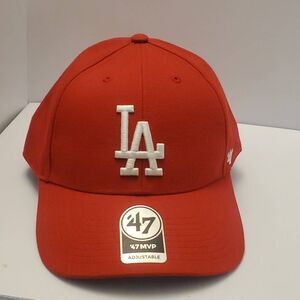 '47 Brand Los Angeles Dodgers MVP Adjustable Hat Red White LA Logo MLB Cap